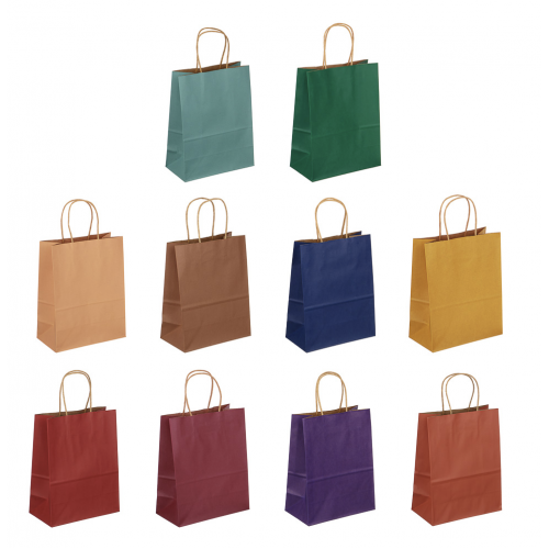 Пакет подарочный бумажный 21x27x11см Цветной крафт 10 цветов LADECOR